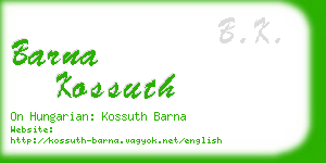 barna kossuth business card